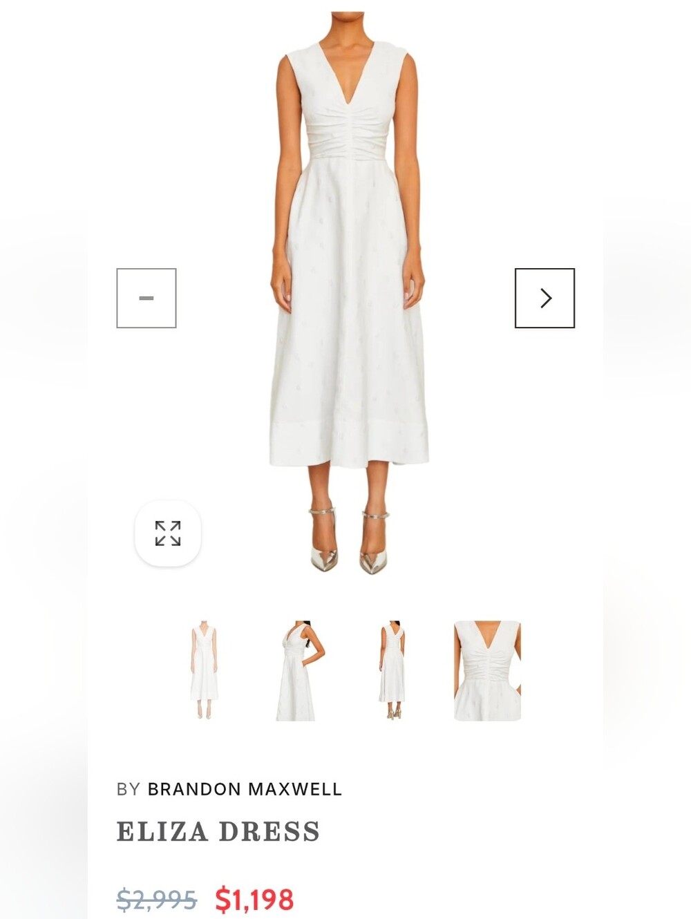 Brandon Maxwell Eliza Dress, White Polka Dot, Size 10